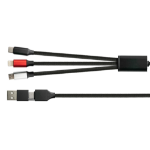 Python PY-USB001S USB cable 1.2 m USB A/USB C USB C/Micro-USB B/Lightning Black
