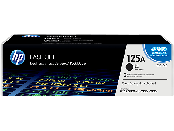 HP 125A LaserJet Toner Cartridges Twin Pack Black CB540AD