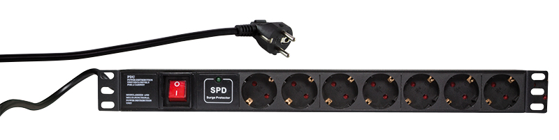 Image of LogiLink PDU7C01 surge protector Black 7 AC outlet(s) 230 V 2 m