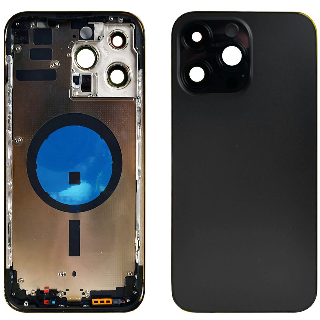 EU Product - iPhone 14 Pro Max Complete Back Cover with Frame (No Logo) - Black thumbnail