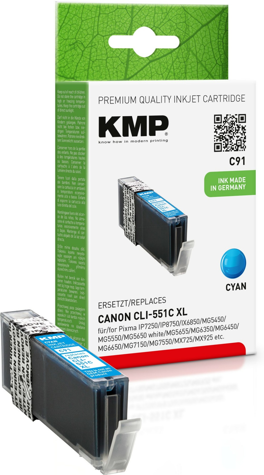 Photos - Inks & Toners KMP C91 ink cartridge 1 pc(s) Cyan 1519,0003 