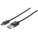Manhattan USB-C to USB-A Cable, 2m, Male to Male, 480 Mbps (USB 2.0), Black, Polybag