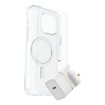 OtterBox Symmetry Series - Back cover for mobile phone - MagSafe compatibility - clear - with Premium Glass Screen protector and Fast Charge Wall Charger USB-C 30W - for Apple iPhone 16 Pro Max