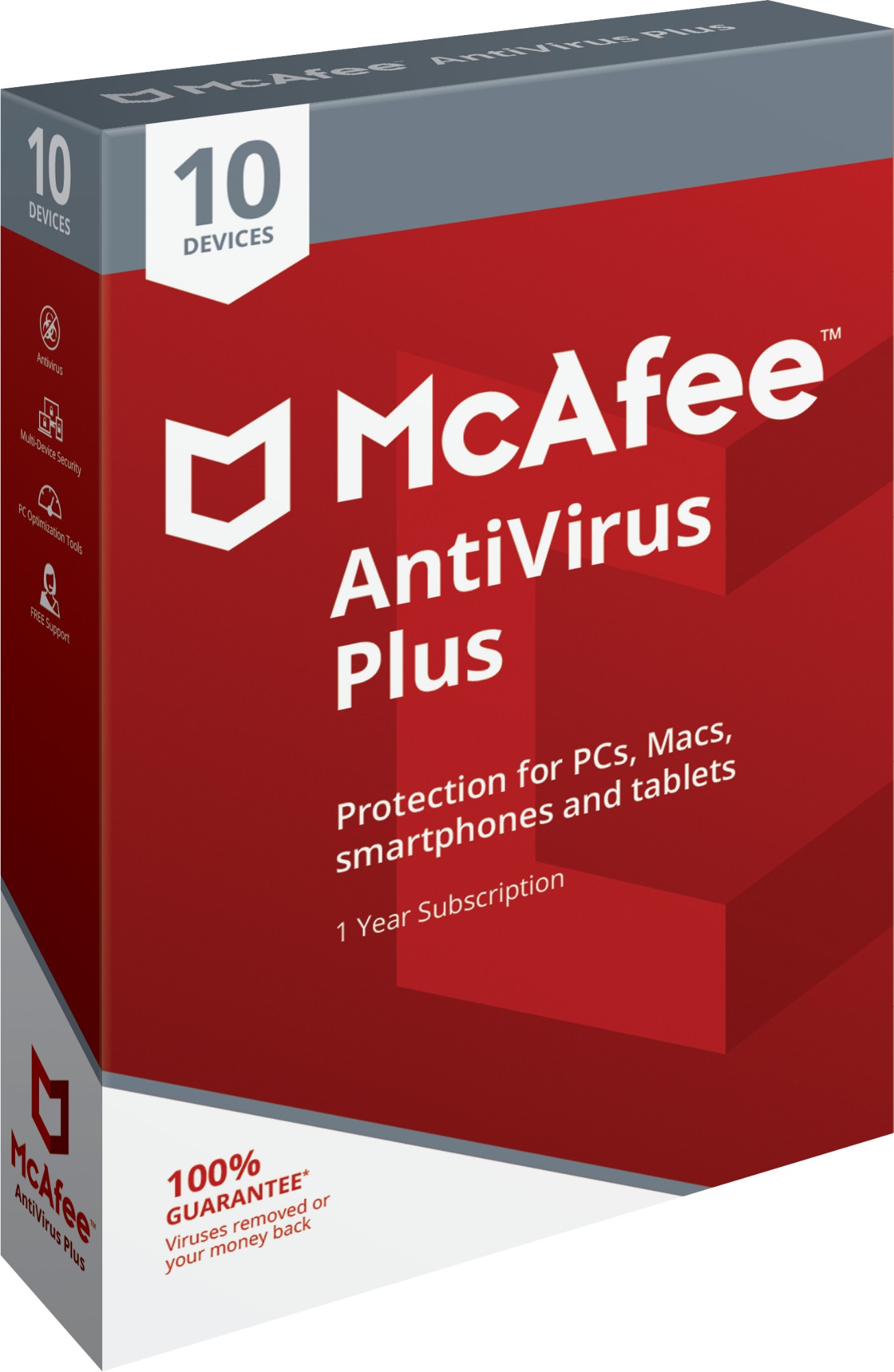 McAfee AntiVirus Plus 10 license(s) 1 year(s)