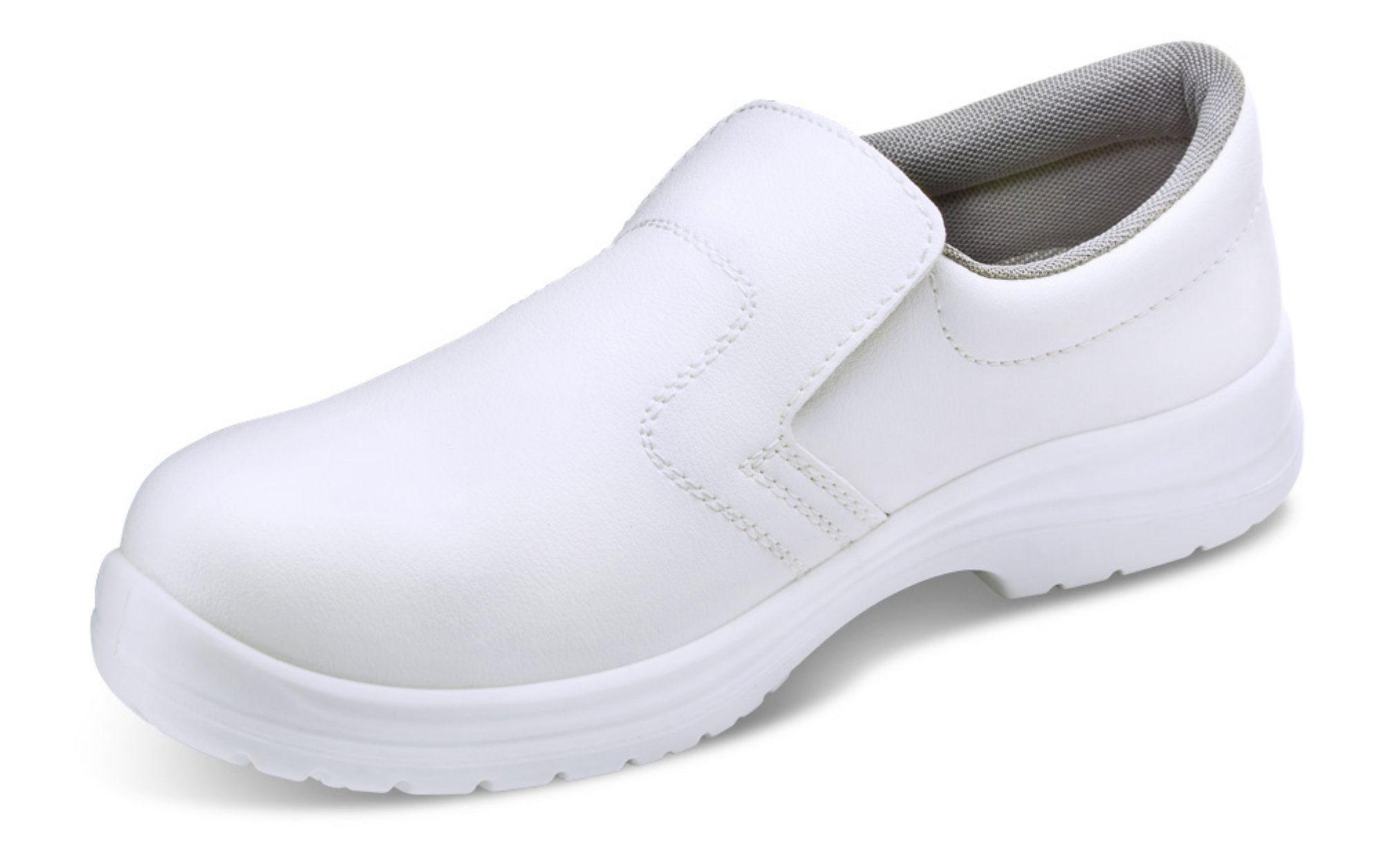 Beeswift Micro-Fibre Steel Toe S2 Slip-On Shoe 1Pr White 6 CF83206