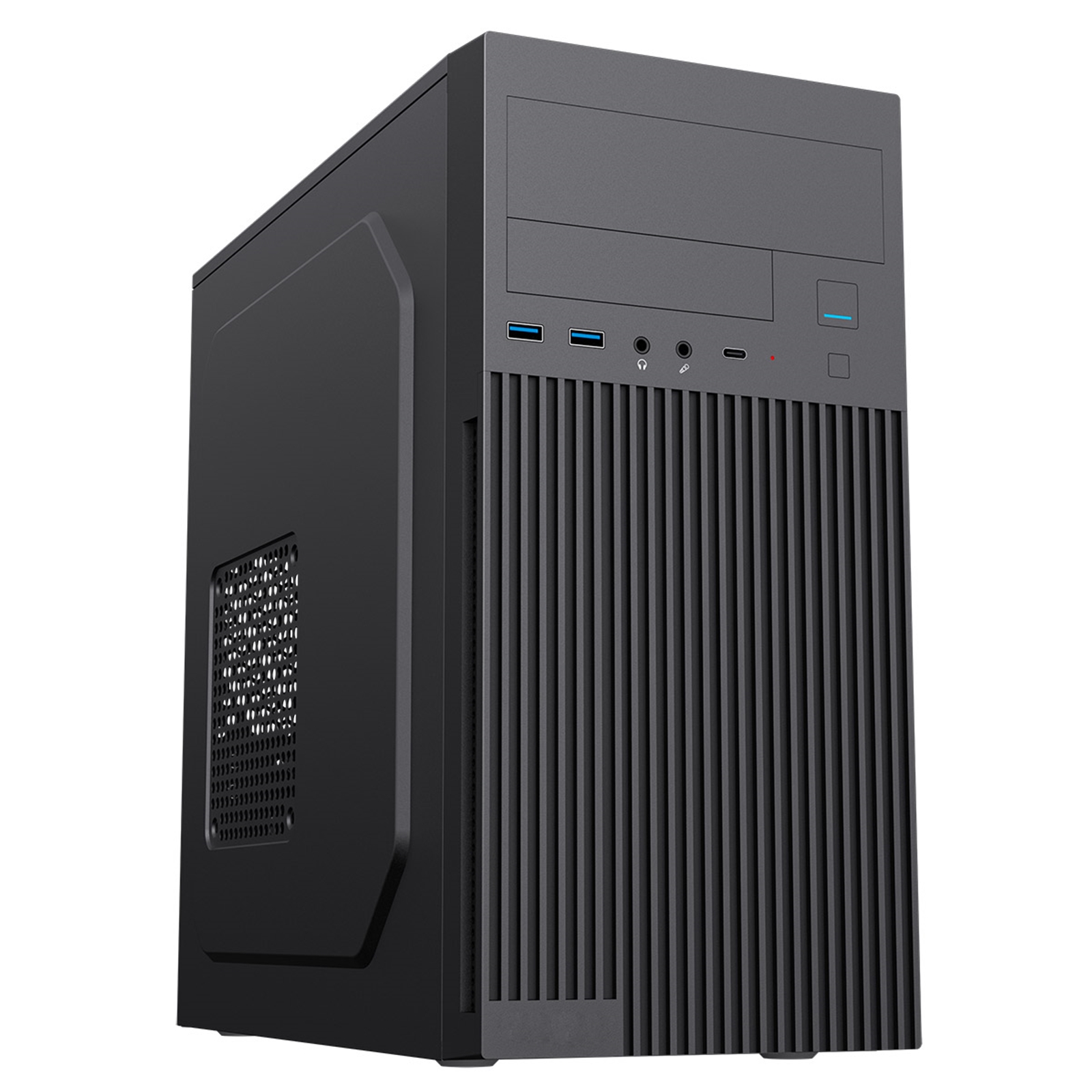 CIT Mentor Micro-ATX Office PC Case With USB Type C and 80mm Rear Black Fan Included