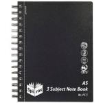 SPIRAX P572 PP 3 SUBJECT BOOK A5 SIDE OPEN 300 PAGES BLACK