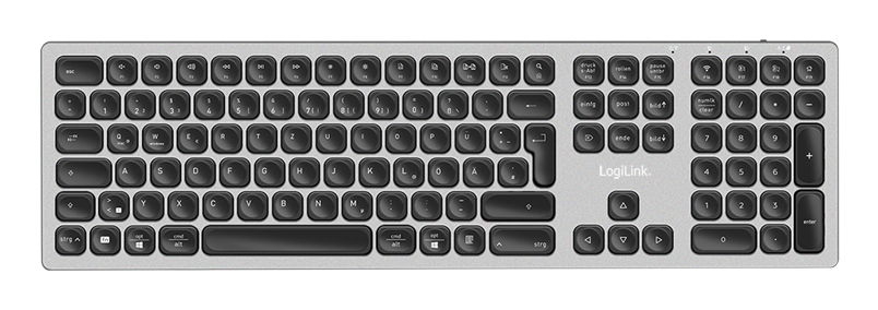 LogiLink ID0213 keyboard Home/Office RF Wireless + Bluetooth QWERTZ German Grey