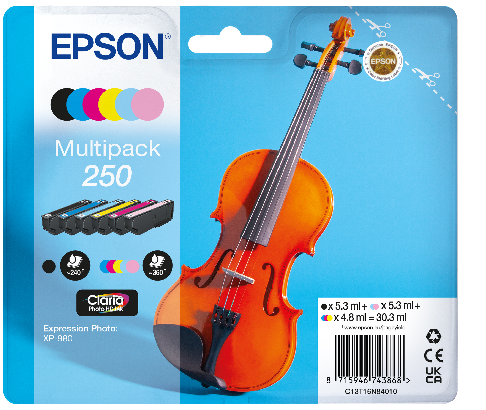 Epson C13T16N84010/250 Ink cartridge multi pack Bk.C.M.Y.LC.LM 5.3ml