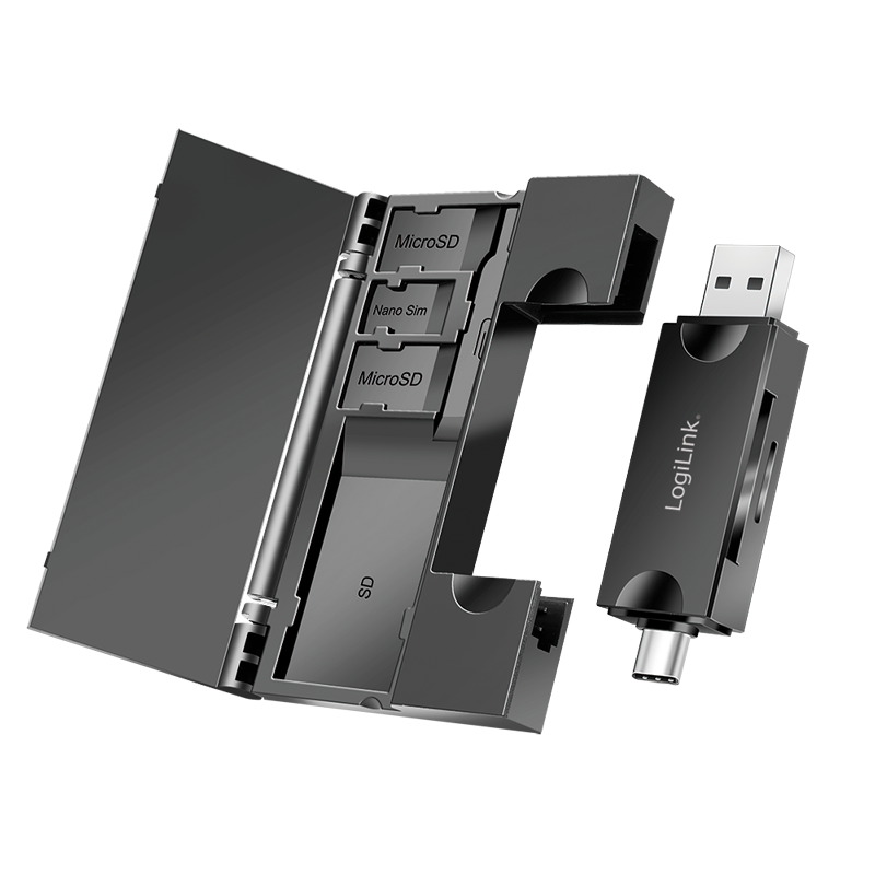 Photos - Other for Computer LogiLink USB 3.0 Cardreader, USB-A / USB-C, w/ memory card storage box CR0 