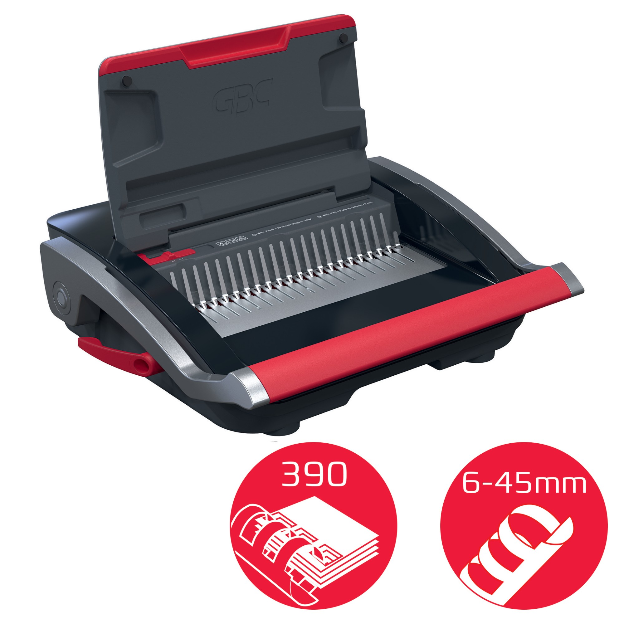GBC CB25 Manual Comb Binding Machine Black/Red 4410063