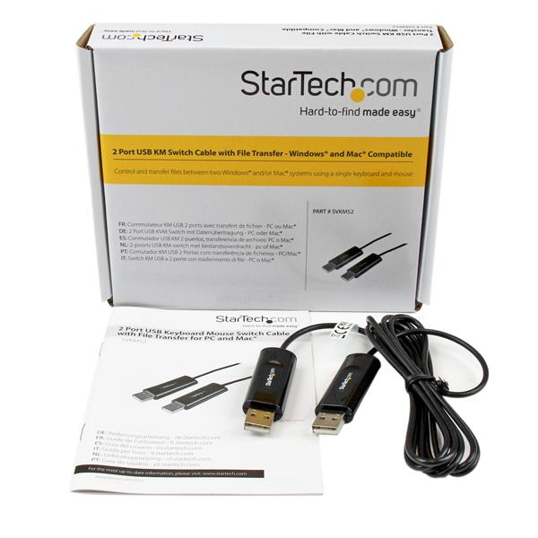 StarTech.com 2 Port USB Keyboard Mouse Switch Cable w/ File Transfer for PC and Mac