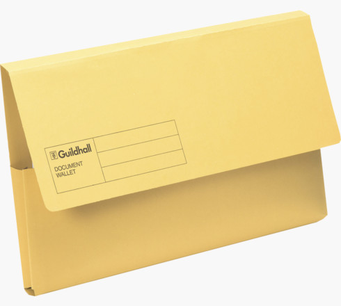 Guildhall Document Wallet Manilla Foolscap Half Flap 285gsm Yellow