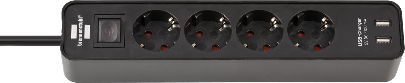 Image of Brennenstuhl Ecolor power extension 1.5 m 4 AC outlet(s) Indoor Black