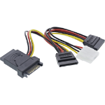 InLine SATA Power Adapter Cable male to female to 2x SATA + 4 Pin Molex power