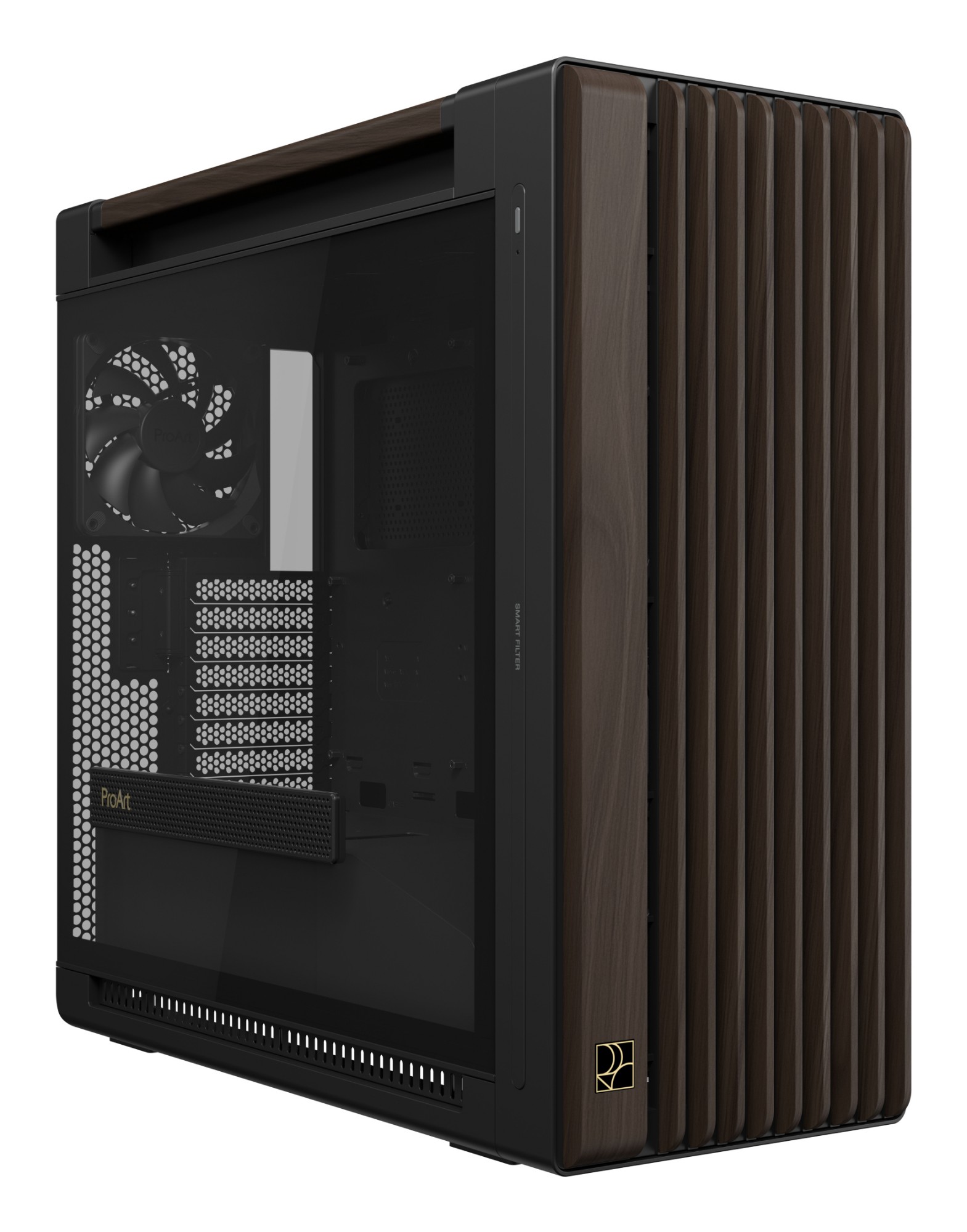 ASUS ProArt PA602 Wood Edition Modern Black - Tempered Glass Panel Midi Tower Black, Wood