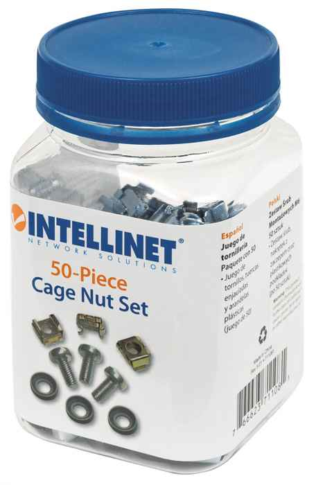 Image of Intellinet Cage Nut Set (50 Pack), M6 Nuts, Bolts and Washers,...