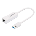 Manhattan USB-A Gigabit Ethernet Adapter, 10/100/1000 Mbps Network, USB 3.0 (aka USB 3.2 Gen 1), 5 Gbps, SuperSpeed USB, RJ45, White, Three Year Warranty, Equivalent to USB31000SW