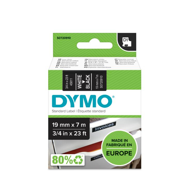 Dymo 45811/S0720910 DirectLabel-etikettes white on black 19mm x 7m for Dymo D1 6-19mm/24mm/400 Duo