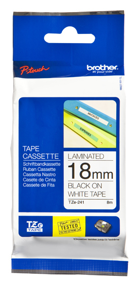 Image of Brother TZE-241 DirectLabel black on white Laminat 18mm x 8m for...