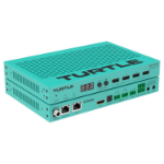 Turtle AV CHAZY 4K RX. HDMI 2.0 4K60 4:4:4 HDR AV over IP Low Latency Receiver (+Dante AV-A logo)