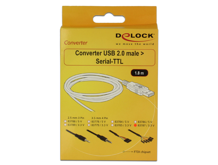 83787 DELOCK Converter USB 2.0 > Serial-TTL 6 pin pin header connector individually 1.8 m ...
