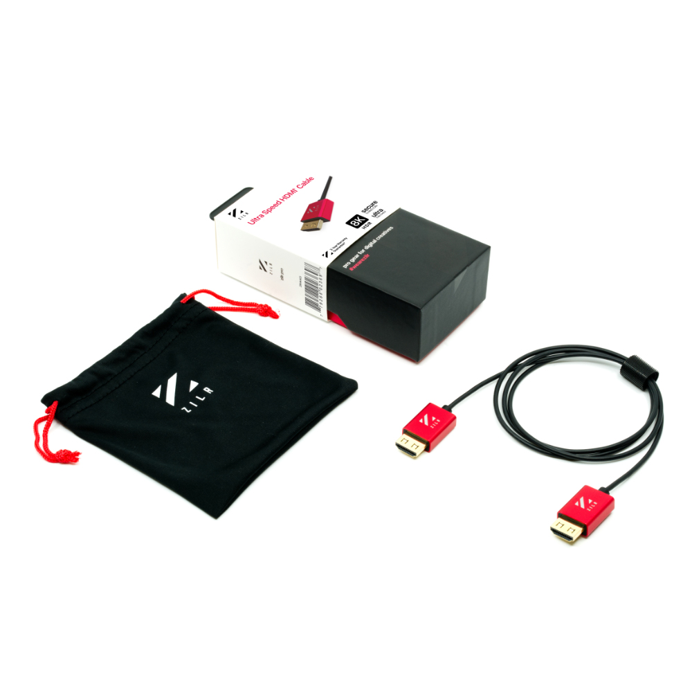 Zilr Ultra High Speed HDMI Cable with Ethernet (Hyper-Thin 8Kp60 Secure Type-A) 1m / 3.3ft