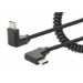 Manhattan USB-C to USB-C Cable, 1m, Male to Male, Black, 480 Mbps (USB 2.0), Tangle Resistant Curly Design, Angled Connectors, Ideal for Charging Cabinets/Carts, Power Delivery up to 60W, Charge only - not for data sync, Hi-Speed USB, Lifetime Warranty