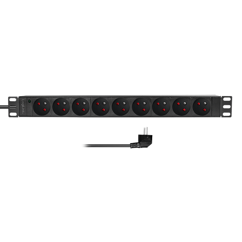 LogiLink 19" PDU 9 x French/Belg. Standard outlet, without switch, black