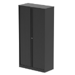 Dynamic Qube by Bisley Side Tambour Cupboard No Shelves H1000 x W1000 x D470mm Black (Made to Order) - BS0035 DD