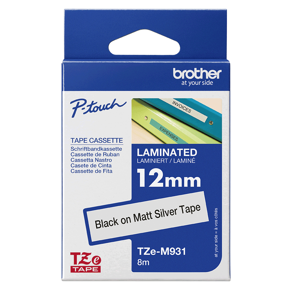 Brother TZE-M931 DirectLabel black on silver matt 12mm x 8m for Brother P-Touch TZ 3.5-18mm/6-12mm/6-18mm/6-24mm/6-36mm