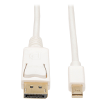 Tripp Lite P583-003 Mini DisplayPort to DisplayPort Adapter Cable, 4K 60Hz (M/M), DP Latching Connector, White, 3 ft. (0.9 m)