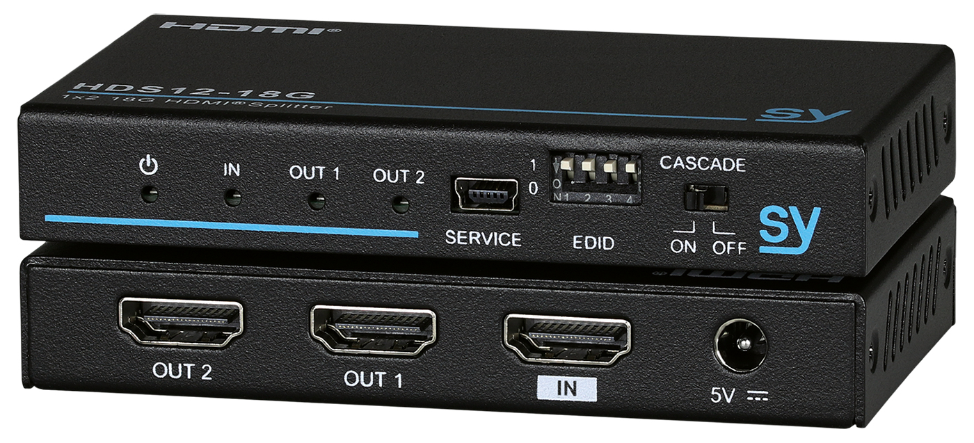 SY Electronics 1:2 HDMI 2.0 Splitter (DA) with Enhanced EDID management. 18 Gbps