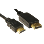 Cables Direct Display Port/HDMI, 3m DisplayPort Black