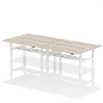 Dynamic Air Back-to-Back W1800 x D800mm Height Adjustable Sit Stand 4 Person Bench Desk With Cable Ports Grey Oak Finish White Frame - HA02698 DD