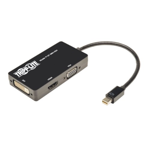 Tripp Lite P137-06N-HDV Keyspan Mini DisplayPort to VGA/DVI/HDMI All-in-One Adapter Video Converter, Black, 6 in.