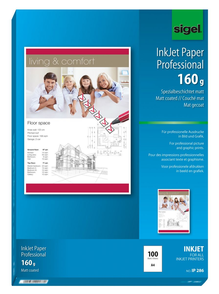 Photos - Office Paper Sigel IP286 printing paper A4  Matte 100 sheets White (210x297 mm)