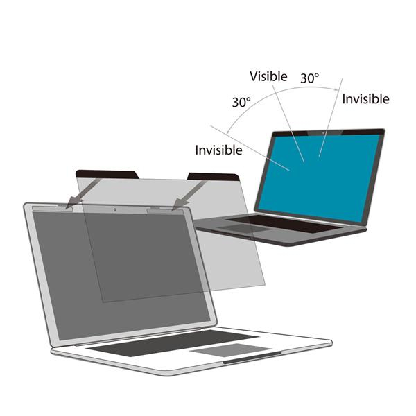 StarTech.com Laptop Privacy Screen for 15" Notebook - Magnetic Removable Laptop Display Security Filter - Blue Light Reducing Screen Protector - 16:9 - Matte/Glossy - +/-30 Degree