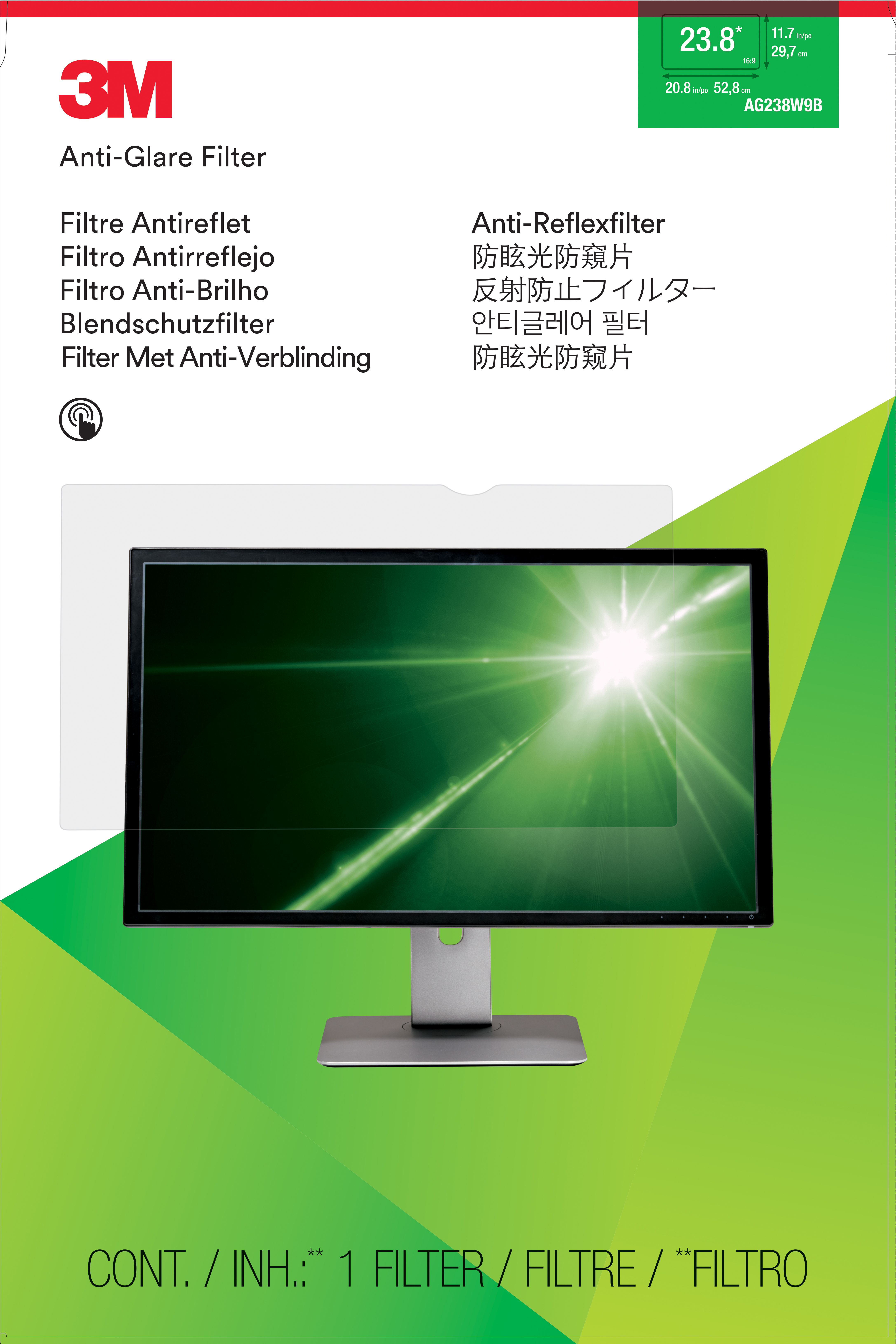 Image of 3M Anti-Glare Filter for 23.8in Monitor, 16:9, AG238W9B