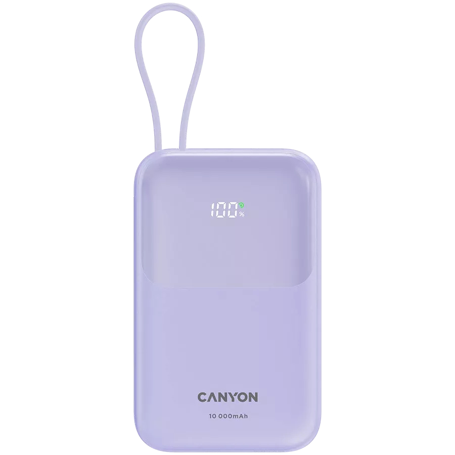 Canyon power bank OnPower 101 built-in cable 10000 mAh PD22.5W Purple