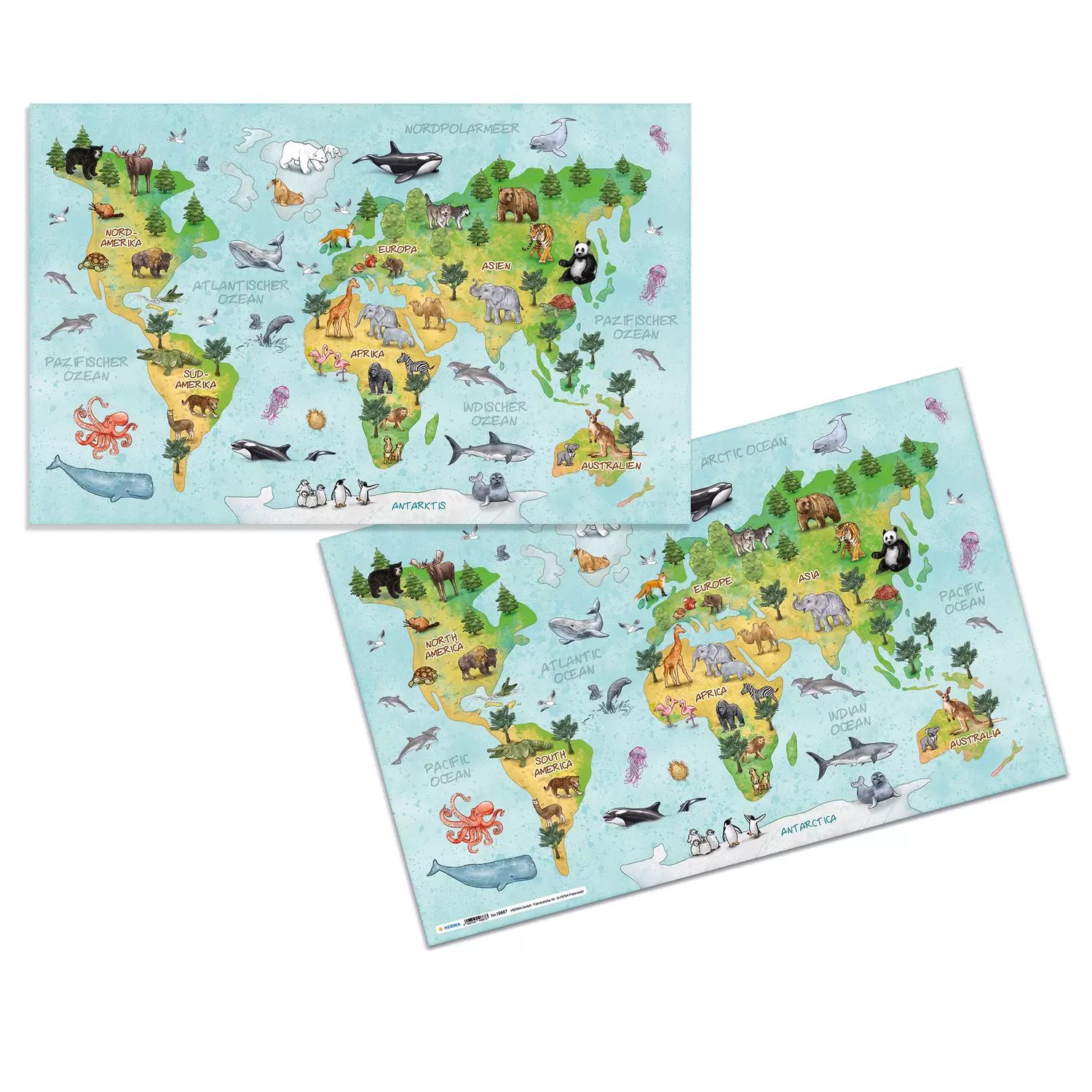 Image of HERMA World map desk pad Cardboard Multicolour