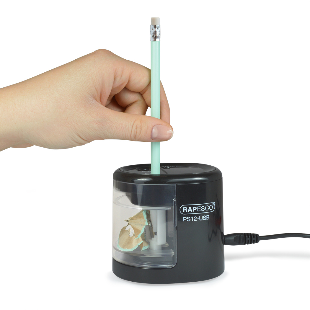 Rapesco PS12-USB Electric pencil sharpener Black, Transparent