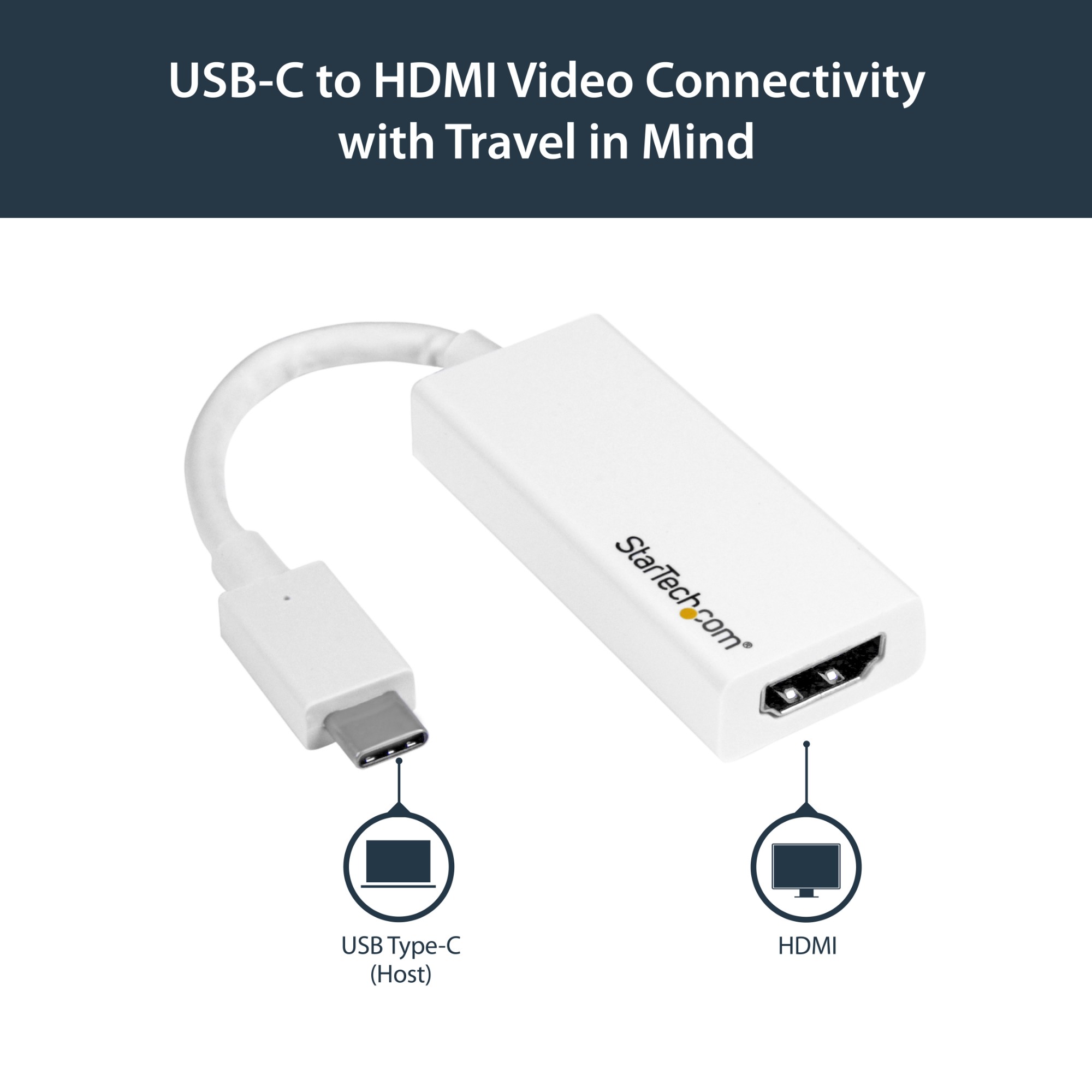 StarTech.com USB-C to HDMI Adapter with 4K 30Hz - White