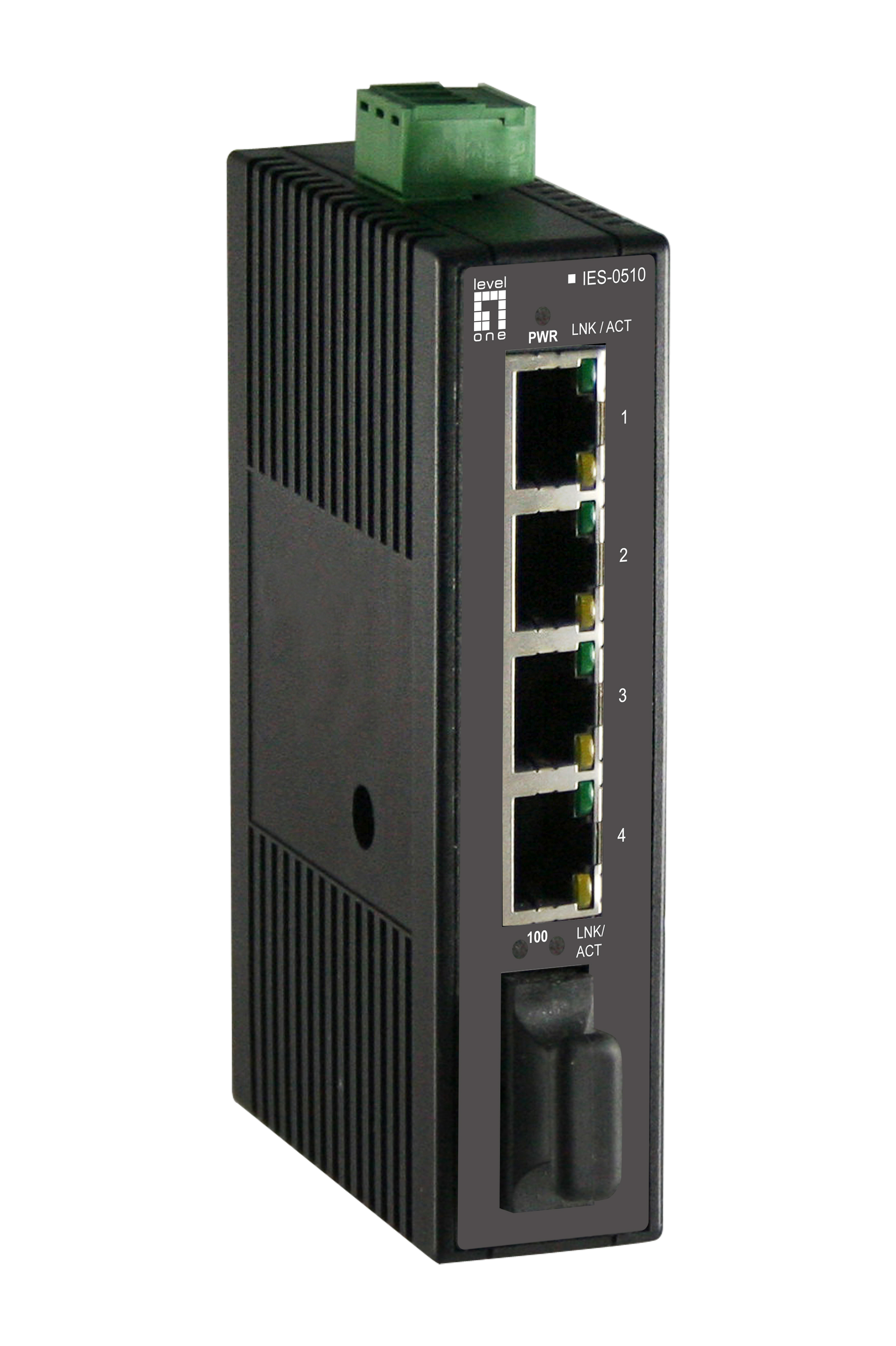 Image of LevelOne 5-Port Fast Ethernet Industrial Switch, DIN-Rail, 1 x SC...