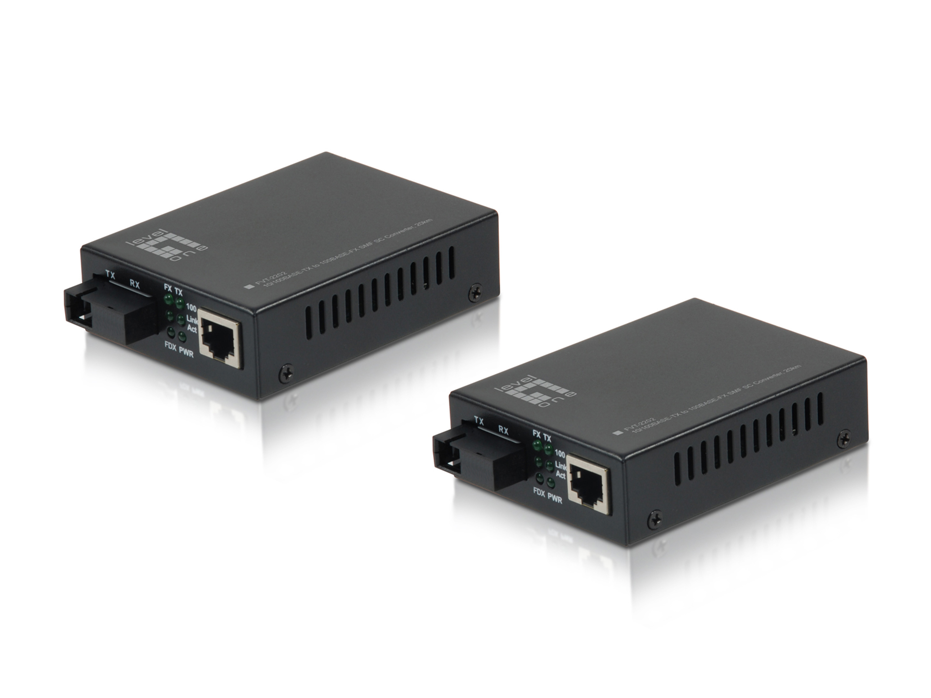 Image of LevelOne RJ45 to SC BIDI Fast Ethernet Media Converter Set,...