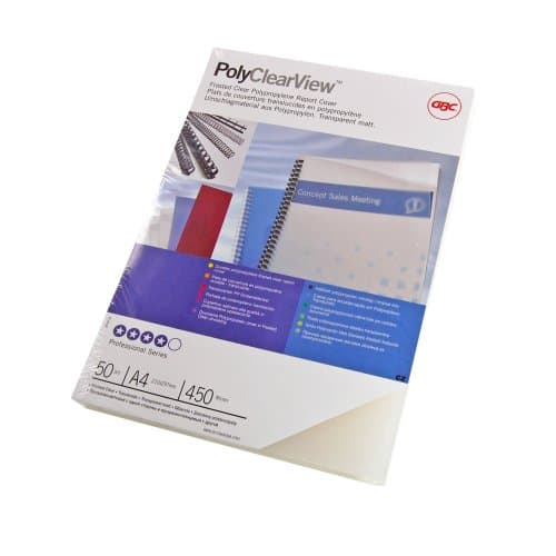 GBC PolyClearView Binding Covers 200mic A4 Frosted Clear (100)
