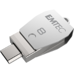 Emtec T250B USB flash drive 8 GB USB Type-A / Micro-USB 2.0 Stainless steel