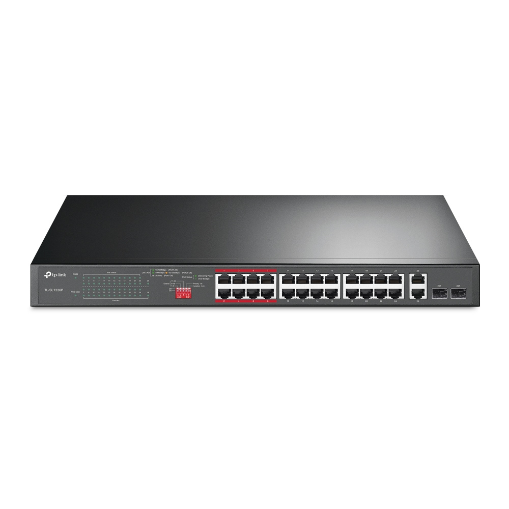 Image of TP-Link 24-Port 10/100Mbps + 2-Port Gigabit Unmanaged PoE+ Switch