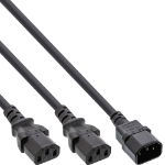 InLine power Y-cable German Type F 1x IEC-C14 to 2x IEC-C13 1m