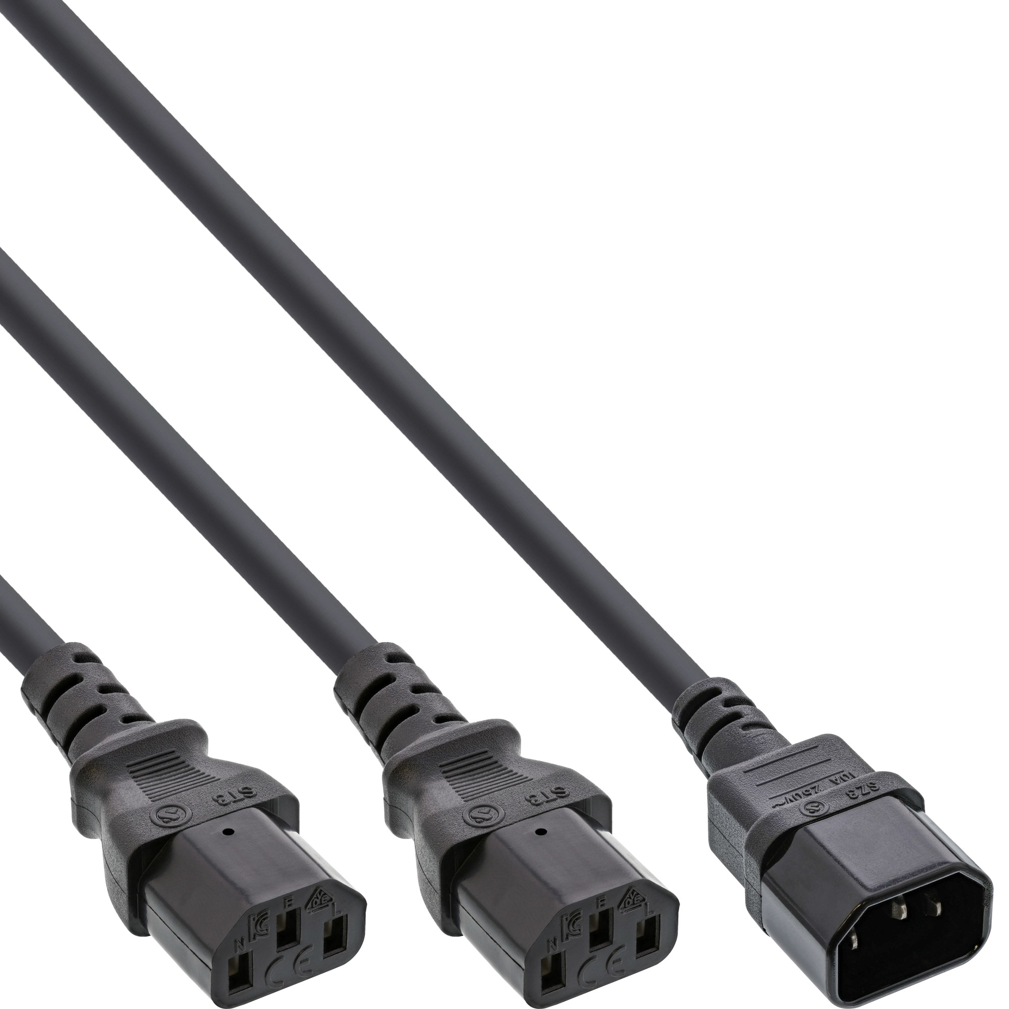 16657L INLINE INC Netz-Y-Kabel - Kaltgerte - 1x IEC-C14 auf 2x IEC-C13 - 5m